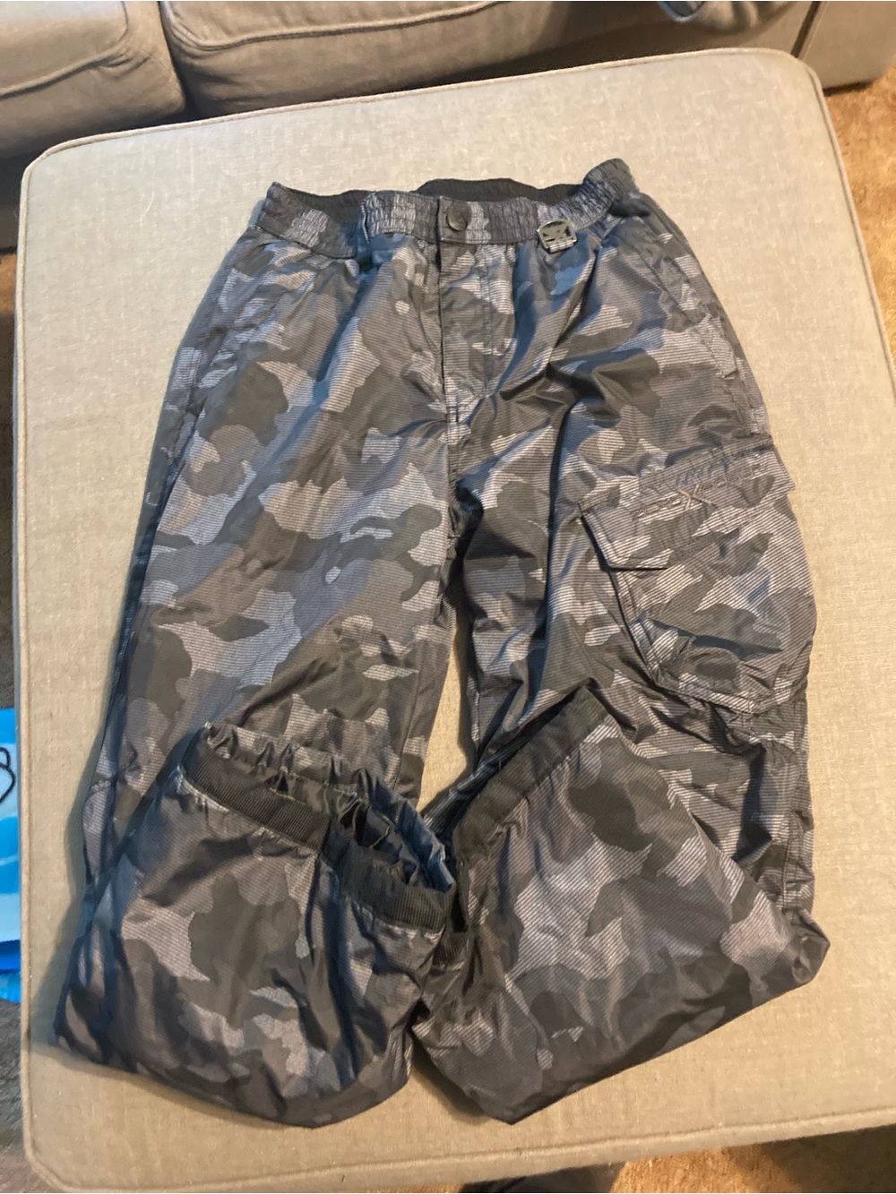 Kids Gray Camo Snow Pants